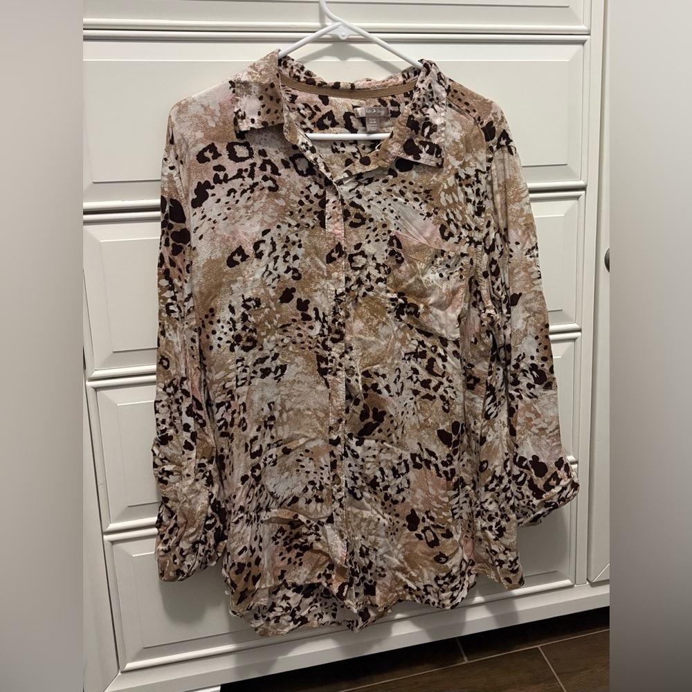 White Stag Animal Print Button Down Shirt